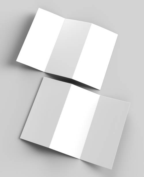 istock Blank white z fold tri fold brochure for mock up template design. 3d render illustration. 870073256