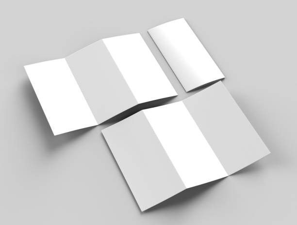 istock Blank white z fold tri fold brochure for mock up template design. 3d render illustration. 870073300