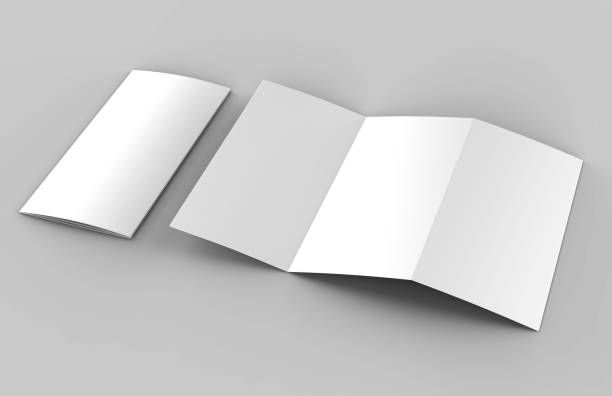 istock Blank white z fold tri fold brochure for mock up template design. 3d render illustration. 870073402