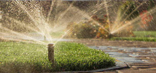 istock A rotating sprinkler spraying a water into the backyard 870076730