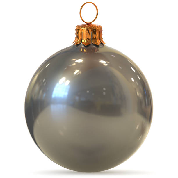 istock 3d rendering silver Christmas ball white chrome decoration 870079930