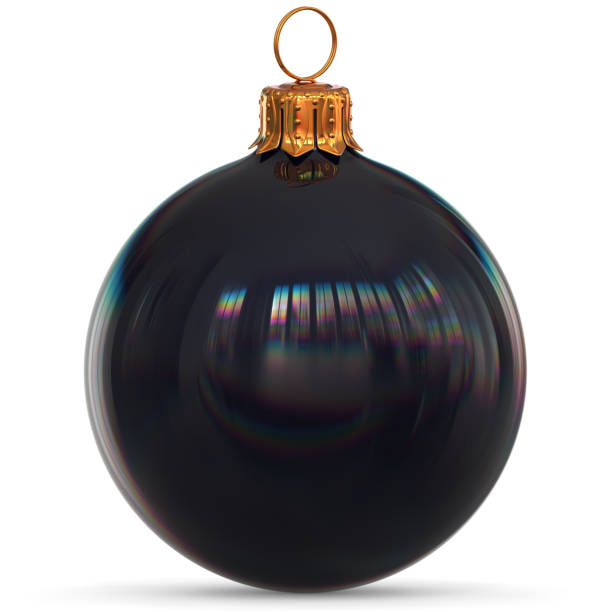 istock 3d rendering black Christmas ball decoration closeup 870083360