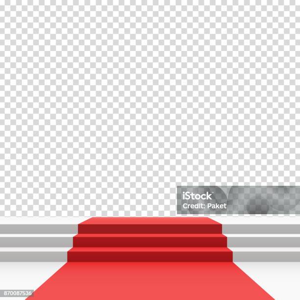 Red Carpet On Stairs Stock Illustration - Download Image Now - Red Carpet Event, Hall Of Fame, Gala