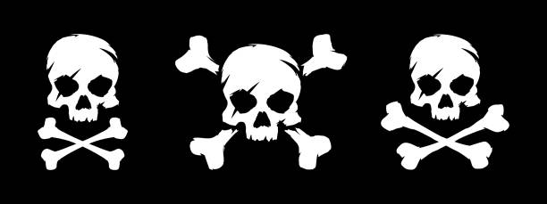набор черепа и костей - pirate corsair cartoon danger stock illustrations