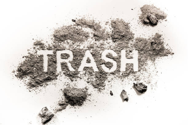 istock Trash word drawing made in dirt, filth or dust 870094864