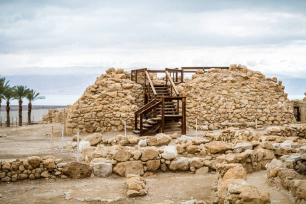 Archaeological site in Qumran National Park, Israel Qumran Caves, archaeological site of Qumran National Park in Judaean Desert near the Dead Sea in Israel dead sea scrolls stock pictures, royalty-free photos & images