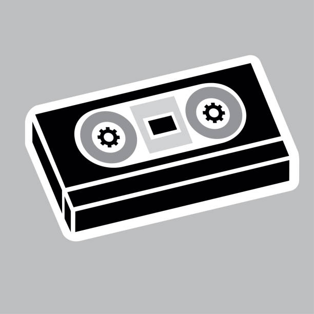 ilustrações de stock, clip art, desenhos animados e ícones de icon pictogram, sound cassette tape, video vhs. ideal for catalogs, information and institutional phonographic material - ballad