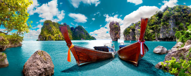 paesaggio panoramico. paesaggio marino di phuket - thailandia foto e immagini stock