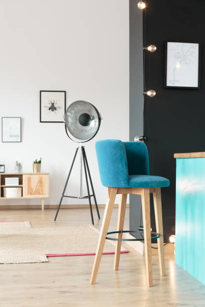 istock Stylish. wooden barstool 870125750