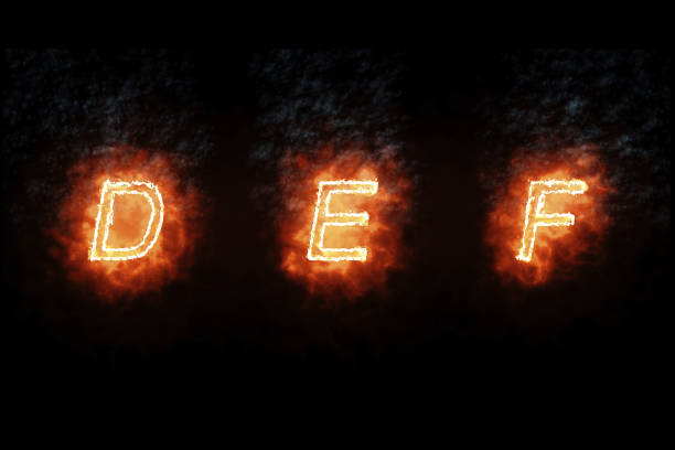 istock burning font d, e, f, fire word text with flame and smoke on black background, concept of fire heat alphabet decoration 870129866