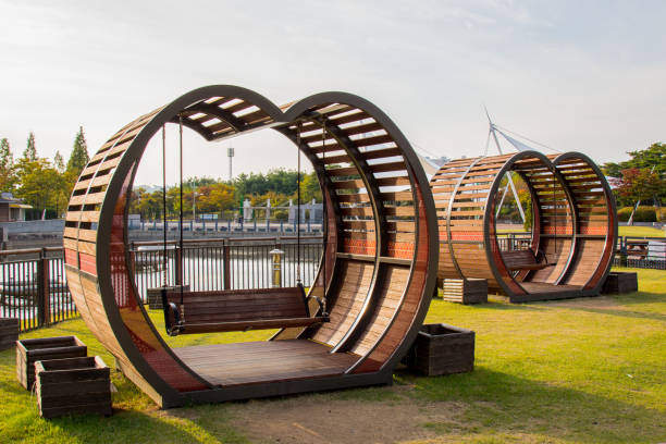istock Heart bench swings in the park 870143730
