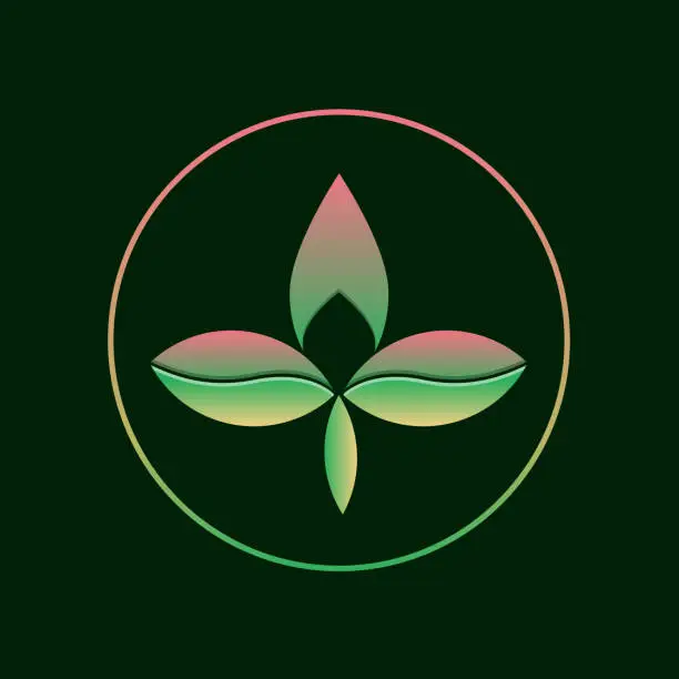 Vector illustration of Three leaf gradient logo. Abstract eco logotype concept.