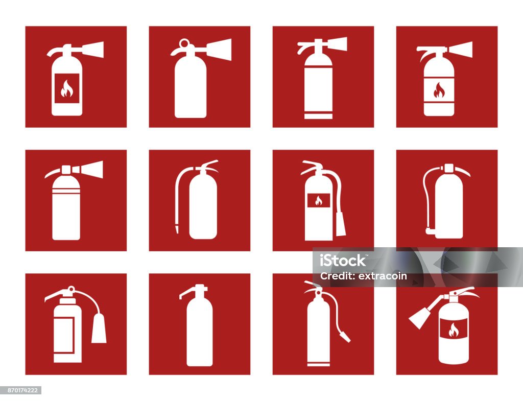 fire extinguisher icons fire extinguisher icons and signs, vector illustration Fire Extinguisher stock vector