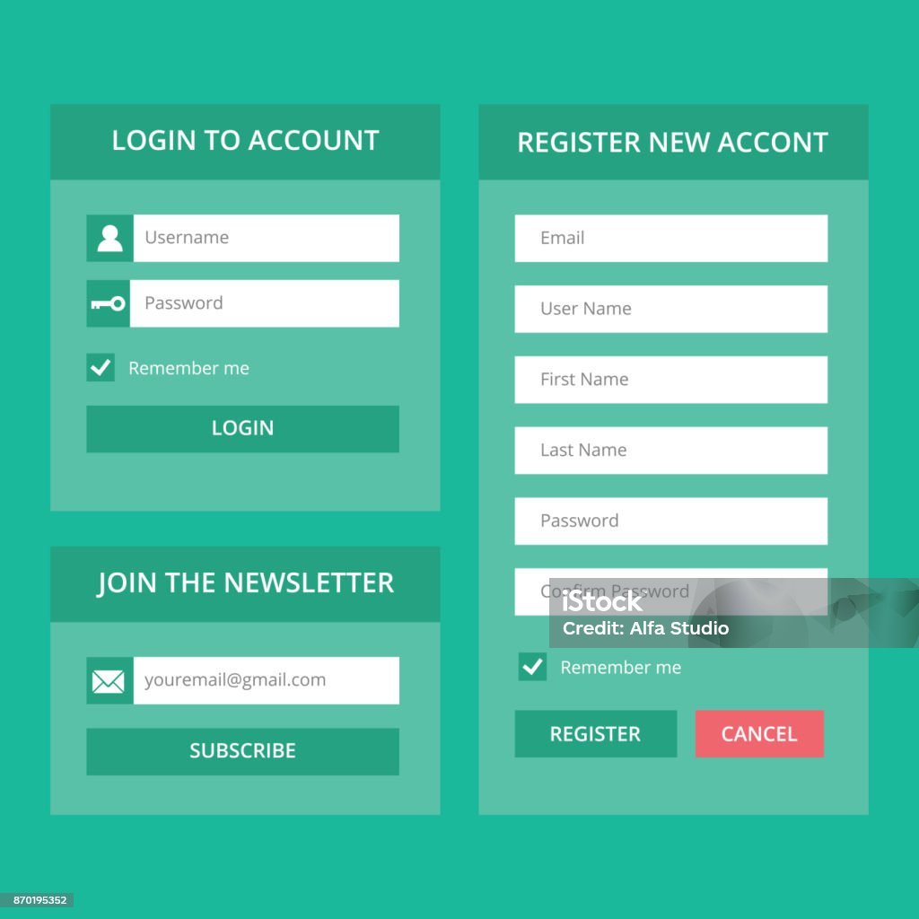 Log In And Register Forms For A Web Vector Site Prototypes Vector Stock ...