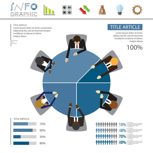 pie grafische sitzung infografik - men necktie office finance stock-grafiken, -clipart, -cartoons und -symbole