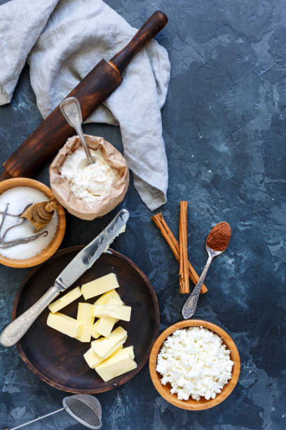 istock Baking ingredients for cheese bagels with cinnamon. 870200784