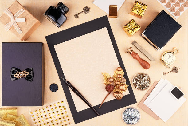 istock Template greeting card workspace with christmas and new year holidays 870200900