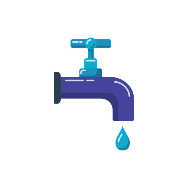 ilustraciones, imágenes clip art, dibujos animados e iconos de stock de icono de grifo de agua de estilo plano - tap