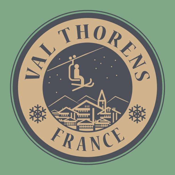 ilustrações, clipart, desenhos animados e ícones de estância de esqui de val thorens em frança, - trois vallees illustrations