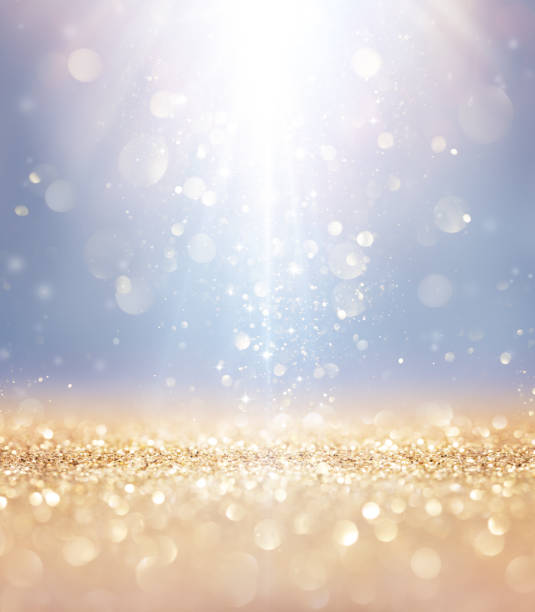 Christmas Shiny - Lights And Stars Falling On Golden Glitter