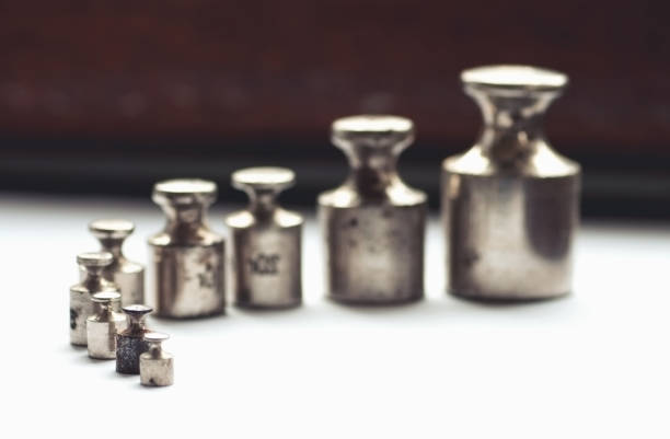istock Metal weights for scales: weight control concept 870222248