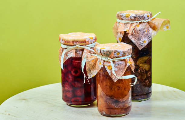 Jars with raspberries