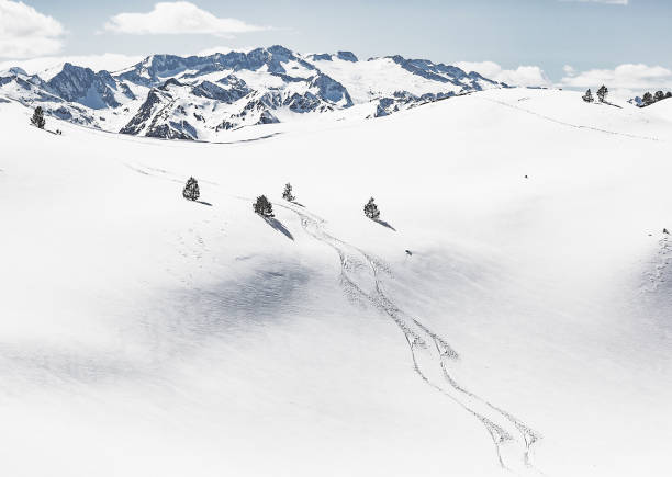 istock Skiing tracks in the Pyrenees  Val d'Aran Catalonia Spain 870227428