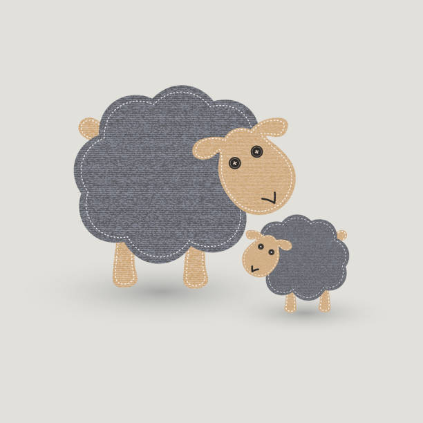 ilustraciones, imágenes clip art, dibujos animados e iconos de stock de puntada de manta de oveja y cordero - plaid checked pattern sewing