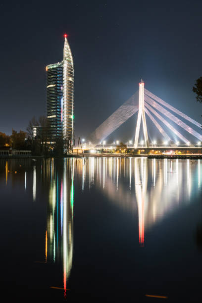 A nightly view on the Suspension bridge from the Zunda channel