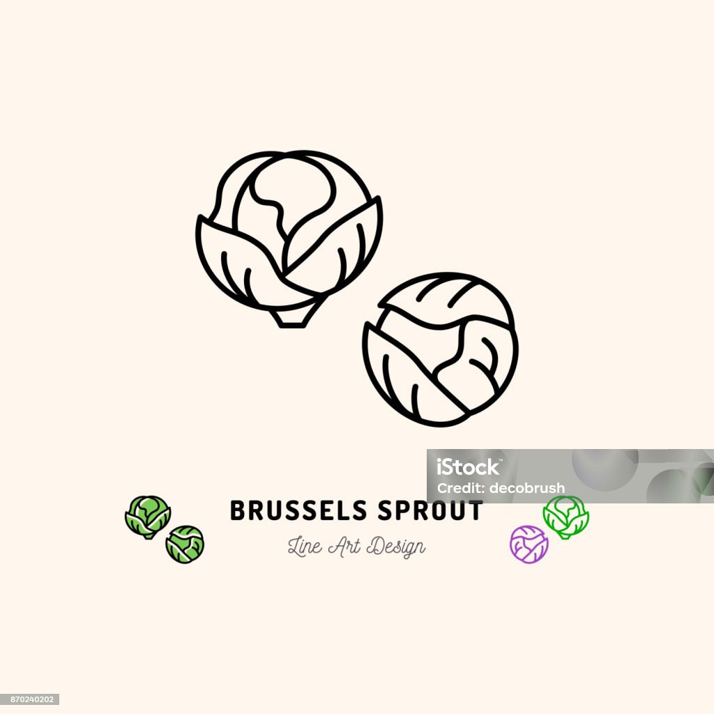 Brussel sprouts icon, Vegetables  Cabbage. Thin line art desig Brussel sprouts icon, Vegetables  Cabbage. Thin line art design, Vector outline illustration Brussels Sprout stock vector