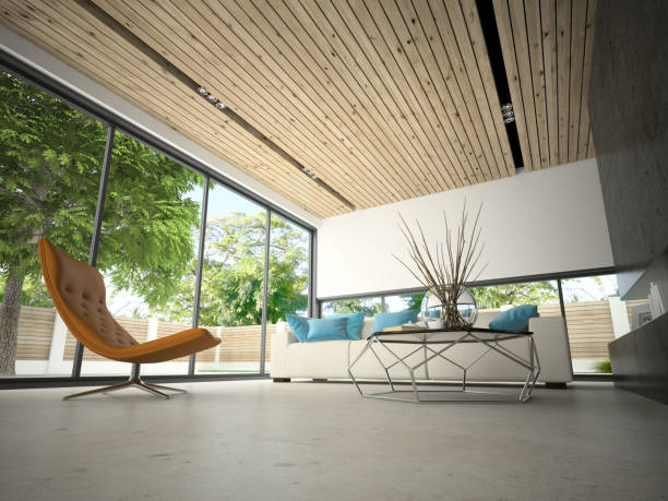 istock Interior of hous with swiming pool 3D rendering 870240450