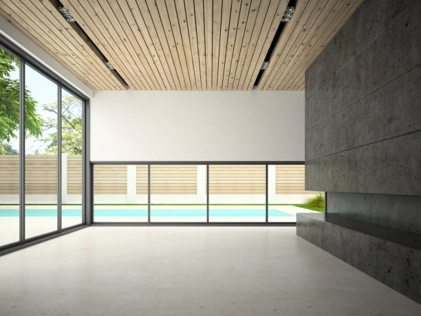 istock Interior of empty room with swiming pool 3D rendering 870240620