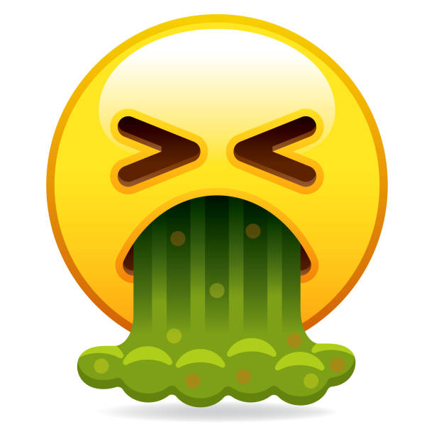 stockillustraties, clipart, cartoons en iconen met barfing emoji pictogram - overgeven