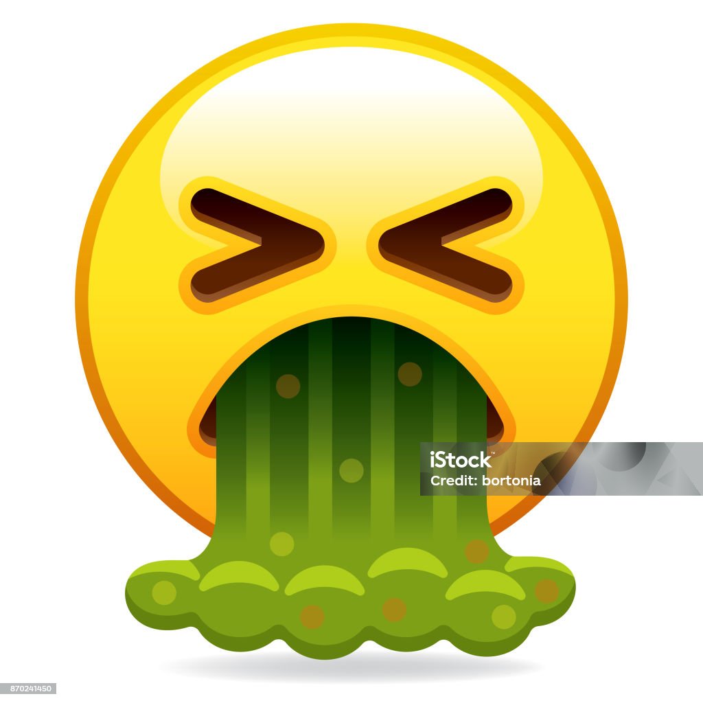 Barfing Emoji Icon A barfing shiny emoji. File is constructed as CMYK for optimal printing. Emoticon stock vector