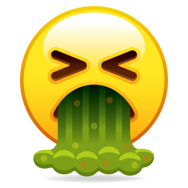 Barfing Emoji Icon A barfing shiny emoji. File is constructed as CMYK for optimal printing. puke stock illustrations