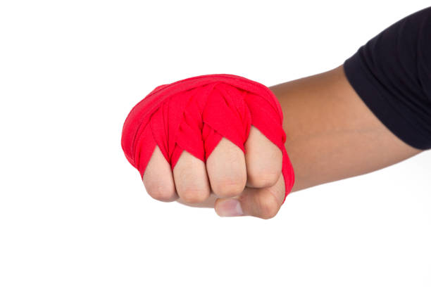 istock Martial Arts Man Hand with Red Boxing Wraps 870247976