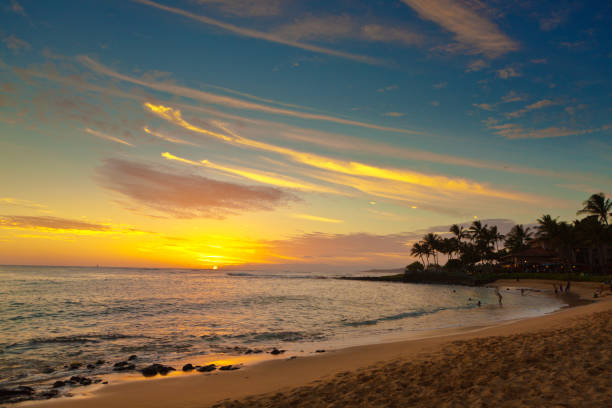 istock Hawaiian Sunset at Poipu Beach Kauai 870250202