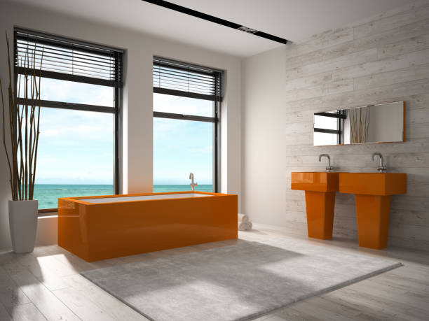 istock Interior of modern bathroom 3D rendering 870253898