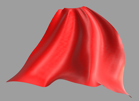 Red cape waving, ideal for compositing over an image.