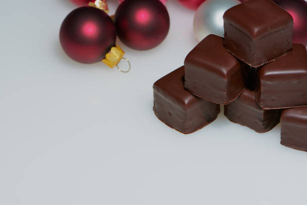 istock Dominoes and Christmas tree balls for Christmas, text space 870280804