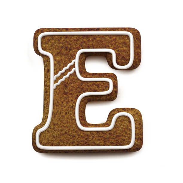 Gingerbread font. Christmas biscuit alphabet concept. Big Letter E