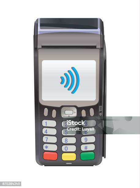 Pos Terminal For Contactless Payment Communication Technology Stock Illustration - Download Image Now