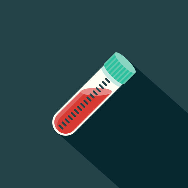 Sample Tube Flat Design Science & Technology Icon with Side Shadow A flat design styled communication icon with a long side shadow. Color swatches are global so it’s easy to edit and change the colors. blood testing stock illustrations