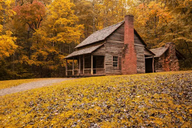 Autumn at the Henry Whitehead Cabin in Great Smoky Mountains National Park, Tennessee.