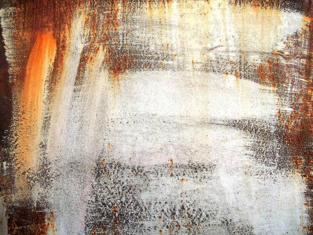 istock Texture of white paint on rusty metal 870287656