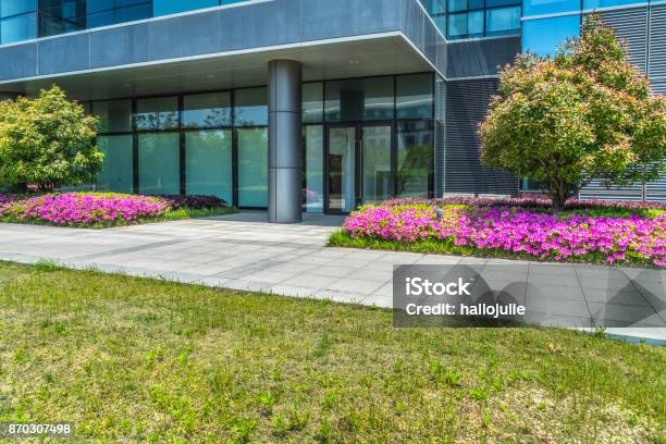 Business District And Green Stock Photo - Download Image Now - Business, Landscaped, Yard - Grounds