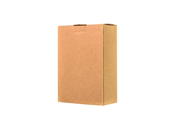 istock Brown tray or brown paper package or cardboard box isolated on white with clipping path. 870330086