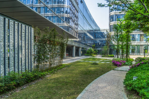 istock Pavement front of financial building 870345160