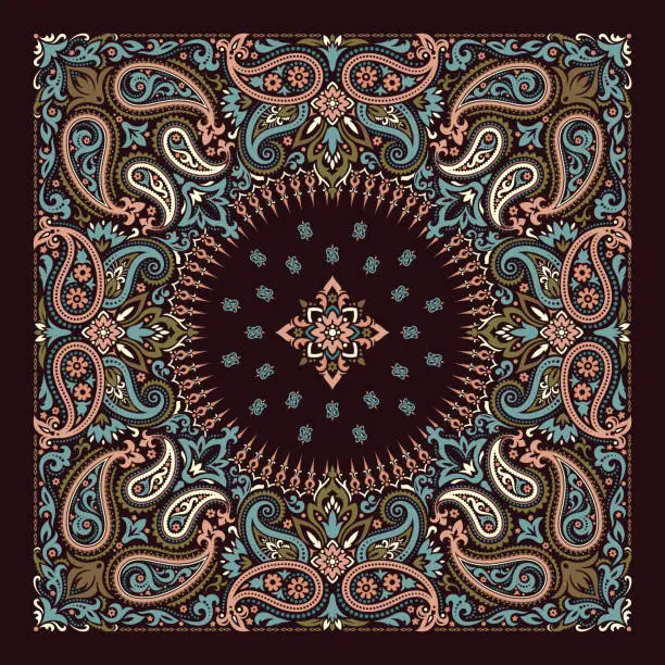 Vector illustration of Paisley Bandana print