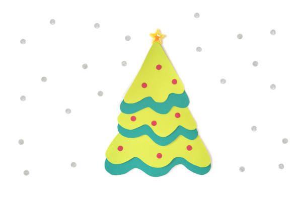 istock Christmas tree and snow paper cut on white background 870362132